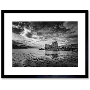 Wee Blue Coo Scottish Photo Landscape Eilean Donan Castle BW Framed Wall Art Print Wee Blue Coo Scottish Photo Landscape Eilean Donan Castle BW Framed Wall Art Print
