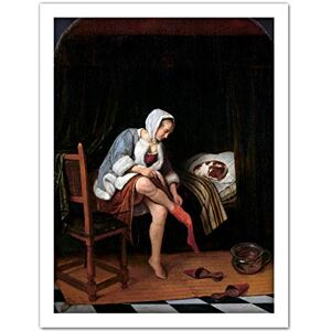 Artery8 Steen Woman At Her Toilet Bathing Cat Painting Artwork Framed Wall Art Print 18X24 Inch Artery8 Steen Woman At Her Toilet Bathing Cat Painting Artwork Framed Wall Art Print 18X24 Inch