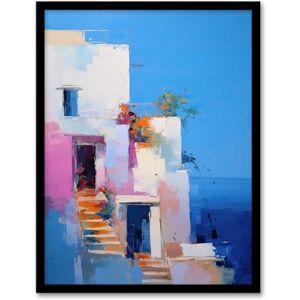 Wee Blue Coo Italian Daydream Abstract Oil Painting Blue Pink Orange Summer Holiday Destination Artwork Framed Wall Art Print A4 Wee Blue Coo Italian Daydream Abstract Oil Painting Blue Pink Orange Summer Holiday Destination Artwork Framed Wall Art Print A4