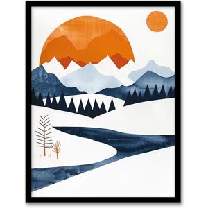 Artery8 Abstract Geometric Orange Blue Winter Landscape Living Room Artwork Framed Wall Art Print A4 Artery8 Abstract Geometric Orange Blue Winter Landscape Living Room Artwork Framed Wall Art Print A4