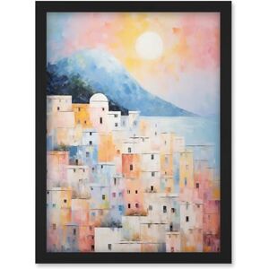 Artery8 Santorini Whitewashed Buildings Pastel Colour Oil Painting Orange Pink Blue Sunrise Fira Coastal City Artwork Framed Wall Art Print A4 Artery8 Santorini Whitewashed Buildings Pastel Colour Oil Painting Orange Pink Blue Sunrise Fira Coastal City Artwork Framed Wall Art Print A4