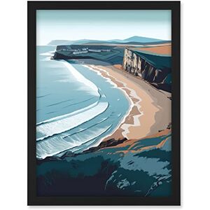 Artery8 Rhossili Bay Cliffs Over Beach Coastal Landscape Artwork Framed A3 Wall Art Print Artery8 Rhossili Bay Cliffs Over Beach Coastal Landscape Artwork Framed A3 Wall Art Print