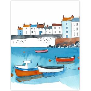Artery8 St Ives Bay Boats Coastal Cityscape Watercolour Bathroom Toilet Extra Large XL Wall Art Poster Print Artery8 St Ives Bay Boats Coastal Cityscape Watercolour Bathroom Toilet Extra Large XL Wall Art Poster Print
