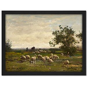 Artery8 Charles Emile Jacque Landscape With Sheep C1855 Painting Artwork Framed Wall Art Print 18X24 Inch Artery8 Charles Emile Jacque Landscape With Sheep C1855 Painting Artwork Framed Wall Art Print 18X24 Inch