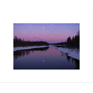 Wee Blue Coo PHOTO LANDSCAPE EVENING WINTER LAKE MOON HAZE FOREST FRAMED ART PRINT B12X13119 Wee Blue Coo PHOTO LANDSCAPE EVENING WINTER LAKE MOON HAZE FOREST FRAMED ART PRINT B12X13119