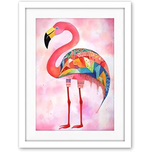 Artery8 Flamingo Bird With Multicolour Patterns Folk Art Watercolour Painting Artwork Framed Wall Art Print 18X24 Inch Artery8 Flamingo Bird With Multicolour Patterns Folk Art Watercolour Painting Artwork Framed Wall Art Print 18X24 Inch