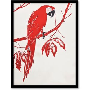 Artery8 Red Scarlet Macaw Parrot Bird on Tree Branch Living Room Artwork Framed Wall Art Print A4 Artery8 Red Scarlet Macaw Parrot Bird on Tree Branch Living Room Artwork Framed Wall Art Print A4