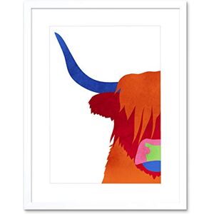 Wee Blue Coo Bright Highland Scottish Cow Bull Coo Colourful Framed Art Print Wee Blue Coo Bright Highland Scottish Cow Bull Coo Colourful Framed Art Print