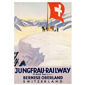 Wee Blue Coo Travel Alpine Rail Jungfrau Mountain Flag Swiss Picture Wall Art Print Wee Blue Coo Travel Alpine Rail Jungfrau Mountain Flag Swiss Picture Wall Art Print