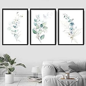 Artze Wall Art Floral Eucalyptus Leaves Art Print 3-Piece Set, 30 cm Width x 40 cm Height, Blue/Green Artze Wall Art Floral Eucalyptus Leaves Art Print 3-Piece Set, 30 cm Width x 40 cm Height, Blue/Green