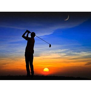 Wee Blue Coo Photo Composition Golfer Silhouette Sunset Moon Stars 30X40 Cms Poster Print Bmp11105 Wee Blue Coo Photo Composition Golfer Silhouette Sunset Moon Stars 30X40 Cms Poster Print Bmp11105
