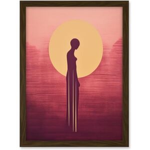 Artery8 Sunrise Solitude Minimalist Artwork Plum Pink Gold African Woman Silhouette in Golden Sun Halo Artwork Framed A3 Wall Art Print Artery8 Sunrise Solitude Minimalist Artwork Plum Pink Gold African Woman Silhouette in Golden Sun Halo Artwork Framed A3 Wall Art Print