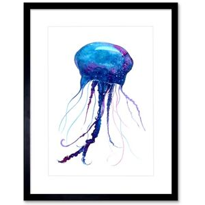 Wee Blue Coo Jellyfish Watercolour Painting Art Print Framed Poster Wall Decor 12x16 inch Wee Blue Coo Jellyfish Watercolour Painting Art Print Framed Poster Wall Decor 12x16 inch