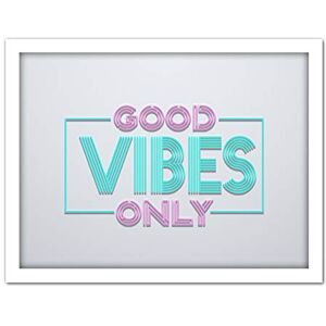 Wee Blue Coo Good Vibes Only Artwork Framed Wall Art Print 18X24 Inch Wee Blue Coo Good Vibes Only Artwork Framed Wall Art Print 18X24 Inch