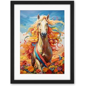 Artery8 Girls Bedroom Nursery Artwork Fantasy Horse Colourful Mane Bright Bold Fun Happy Artwork Framed Wall Art Print 18X24 Inch Artery8 Girls Bedroom Nursery Artwork Fantasy Horse Colourful Mane Bright Bold Fun Happy Artwork Framed Wall Art Print 18X24 Inch