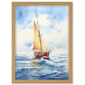 Artery8 Orange Sailing Boat Watercolour Painting Bathroom Artwork Sail at Sea Seascape Artwork Framed Wall Art Print A4 Artery8 Orange Sailing Boat Watercolour Painting Bathroom Artwork Sail at Sea Seascape Artwork Framed Wall Art Print A4
