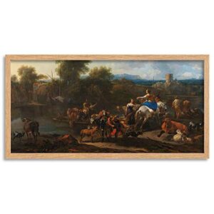 Artery8 Berchem The Cattle Ferry Countryside Painting Framed Wall Art Print Long 25X12 Inch Artery8 Berchem The Cattle Ferry Countryside Painting Framed Wall Art Print Long 25X12 Inch
