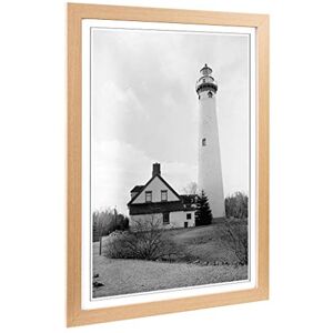 Big Box Art Framed Print of Architecture Lighthouse Presque Isle Light Station MI Design Wall Art Picture Home Decor for Living Room, Bedroom, Office, Oak, A2 / 24.5x18 Inch / 62x45cm Big Box Art Framed Print of Architecture Lighthouse Presque Isle Light Station MI Design Wall Art Picture Home Decor for Living Room, Bedroom, Office, Oak, A2 / 24.5x18 Inch / 62x45cm