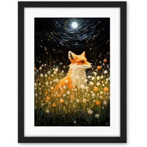 Artery8 Watching the Fireflies Dance Happy Fox over a Wildflower Meadow Oil Painting Orange White Blue Full Moon Spring Night Dreamy Landscape Artwork Framed Wall Art Print 18X24 Inch Artery8 Watching the Fireflies Dance Happy Fox over a Wildflower Meadow Oil Painting Orange White Blue Full Moon Spring Night Dreamy Landscape Artwork Framed Wall Art Print 18X24 Inch