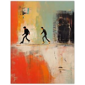 Artery8 Skaters Gliding Through Modern Urban Graffiti Landscape Oil Painting Warm Tones Orange Extra Large XL Wall Art Poster Print Artery8 Skaters Gliding Through Modern Urban Graffiti Landscape Oil Painting Warm Tones Orange Extra Large XL Wall Art Poster Print
