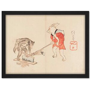 Fine Art Prints Rabbit Raccoon Chopping Straw 1830s Yamada Hogyokue Artwork Framed Wall Art Print 18X24 Inch Fine Art Prints Rabbit Raccoon Chopping Straw 1830s Yamada Hogyokue Artwork Framed Wall Art Print 18X24 Inch