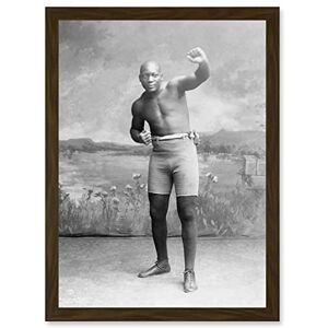 Artery8 Jack Johnson Boxer Champion World Fist - A4 - Framed - brown - Wall Art Artery8 Jack Johnson Boxer Champion World Fist - A4 - Framed - brown - Wall Art