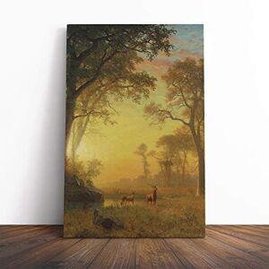 Big Box Art Canvas Print Wall Art Albert Bierstadt Sunset River with Deer Mounted & Stretched Framed Picture Home Decor for Kitchen, Living Room, Bedroom, Hallway, Multi-Colour, 20x14 Inch Big Box Art Canvas Print Wall Art Albert Bierstadt Sunset River with Deer Mounted & Stretched Framed Picture Home Decor for Kitchen, Living Room, Bedroom, Hallway, Multi-Colour, 20x14 Inch