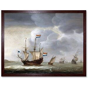 Artery8 Loef Dutch Ships Off The Coast Seascape Painting Art Print Framed Poster Wall Decor 12x16 inch Artery8 Loef Dutch Ships Off The Coast Seascape Painting Art Print Framed Poster Wall Decor 12x16 inch