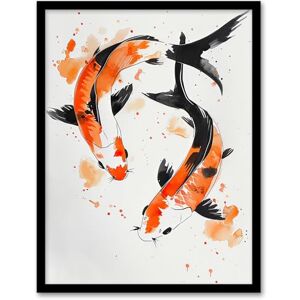 Artery8 Two Japanese Koi Carp Fish Ink Splat Watercolour Bathroom Toilet Artwork Framed Wall Art Print 18X24 Inch Artery8 Two Japanese Koi Carp Fish Ink Splat Watercolour Bathroom Toilet Artwork Framed Wall Art Print 18X24 Inch