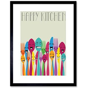 Wee Blue Coo Happy Colourful Cutlery Kitchen Food Photo Picture Framed Wall Art Print Wee Blue Coo Happy Colourful Cutlery Kitchen Food Photo Picture Framed Wall Art Print