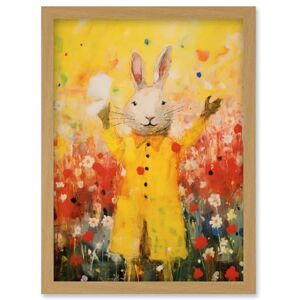 Artery8 Rabbit in a Yellow Rain Mac Oil Painting Bright Floral Meadow Kids Bedroom Nursery Artwork Framed Wall Art Print A4 Artery8 Rabbit in a Yellow Rain Mac Oil Painting Bright Floral Meadow Kids Bedroom Nursery Artwork Framed Wall Art Print A4