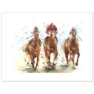 Wee Blue Coo Racing Horses Watercolour Art Print Canvas Premium Wall Decor Poster Wee Blue Coo Racing Horses Watercolour Art Print Canvas Premium Wall Decor Poster