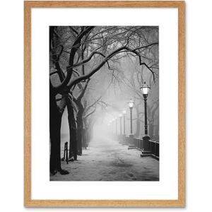 Artery8 Snow Covered Street in the Misty Glow of Light Posts Atmospheric Black and White Photograph Winter Scene Artwork Framed Wall Art Print 12X16 Inch Artery8 Snow Covered Street in the Misty Glow of Light Posts Atmospheric Black and White Photograph Winter Scene Artwork Framed Wall Art Print 12X16 Inch