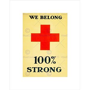 Wee Blue Coo POLITICAL CHARITY RED CROSS 100 PERCENT STRONG FRAMED ART PRINT MOUNT B12X7652 Wee Blue Coo POLITICAL CHARITY RED CROSS 100 PERCENT STRONG FRAMED ART PRINT MOUNT B12X7652