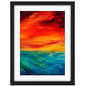 Wee Blue Coo Sky Seascape Sunset Waves Red Blue Artwork Framed Wall Art Print 18X24 Inch Wee Blue Coo Sky Seascape Sunset Waves Red Blue Artwork Framed Wall Art Print 18X24 Inch