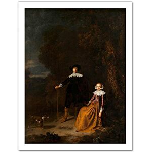 Artery8 Gerard Dou Portrait Couple In Landscape Painting Artwork Framed Wall Art Print 18X24 Inch Artery8 Gerard Dou Portrait Couple In Landscape Painting Artwork Framed Wall Art Print 18X24 Inch
