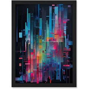 Artery8 Modern Abstract Geometric Neon Lines Cityscape Painting Artwork Framed Wall Art Print A4 Artery8 Modern Abstract Geometric Neon Lines Cityscape Painting Artwork Framed Wall Art Print A4