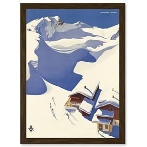Artery8 Travel Winter Sport Snow Ski Chalet Alps Austria Blue White A4 Artwork Framed Wall Art Print Artery8 Travel Winter Sport Snow Ski Chalet Alps Austria Blue White A4 Artwork Framed Wall Art Print