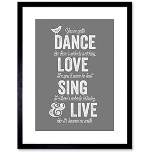 Wee Blue Coo Quote Dance Love Sing Live Framed Framed Wall Art Print Wee Blue Coo Quote Dance Love Sing Live Framed Framed Wall Art Print