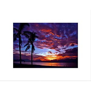 Wee Blue Coo SUNSET FOOTBALL PALM TREES SILHOUETTE BLACK FRAMED ART PRINT PICTURE B12X9077 Wee Blue Coo SUNSET FOOTBALL PALM TREES SILHOUETTE BLACK FRAMED ART PRINT PICTURE B12X9077