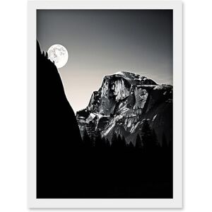 Artery8 Moonrise by Half Dome in Yosemite National Park High Contrast Black White Photograph Full Moon and Mountain Forest Landscape Artwork Framed Wall Art Print A4 Artery8 Moonrise by Half Dome in Yosemite National Park High Contrast Black White Photograph Full Moon and Mountain Forest Landscape Artwork Framed Wall Art Print A4