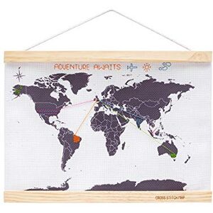 Suck UK Cross Stitch Kits Embroidery Kit for Beginners Embroidery Kits & Cross Stitch Kits for Adults Framed World Map Wall Art Art Supplies & Sewing Accessories Travel Gifts Mini Suck UK Cross Stitch Kits Embroidery Kit for Beginners Embroidery Kits & Cross Stitch Kits for Adults Framed World Map Wall Art Art Supplies & Sewing Accessories Travel Gifts Mini
