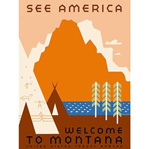 Wee Blue Coo Vintage Travel Montana USA Mountain Tipi Art Canvas Print Wee Blue Coo Vintage Travel Montana USA Mountain Tipi Art Canvas Print