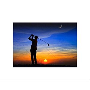 Wee Blue Coo PHOTO COMPOSITION GOLFER SILHOUETTE SUNSET MOON STARS FRAMED ART PRINT B12X8295 Wee Blue Coo PHOTO COMPOSITION GOLFER SILHOUETTE SUNSET MOON STARS FRAMED ART PRINT B12X8295