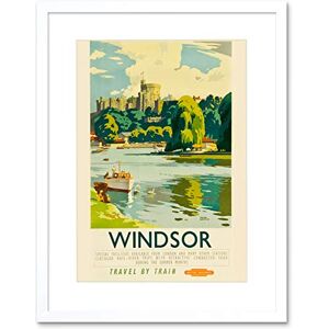 Wee Blue Coo Travel Windsor Castle Thames River Boat Royal Seat England UK Art Framed Wall Art Print Wee Blue Coo Travel Windsor Castle Thames River Boat Royal Seat England UK Art Framed Wall Art Print