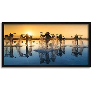 Wee Blue Coo Salt Harvesting Sunset Symmetry Long Panel Framed Wall Art Print Wee Blue Coo Salt Harvesting Sunset Symmetry Long Panel Framed Wall Art Print