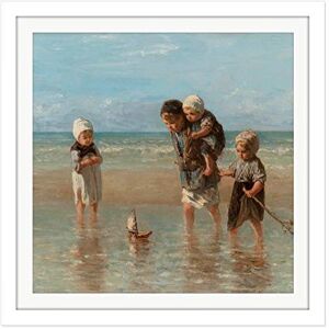 Artery8 Jozef Israels Children Of The Sea Bathing Painting Square Wooden Framed Wall Art Print Picture 16X16 Inch Artery8 Jozef Israels Children Of The Sea Bathing Painting Square Wooden Framed Wall Art Print Picture 16X16 Inch