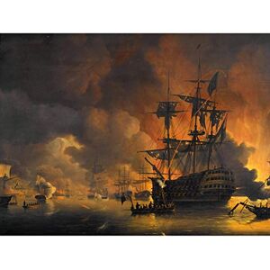 Artery8 Baur Fire Ships Algiers Attack Anglo Dutch Painting Premium Wall Art Canvas Print 18X24 Inch Artery8 Baur Fire Ships Algiers Attack Anglo Dutch Painting Premium Wall Art Canvas Print 18X24 Inch