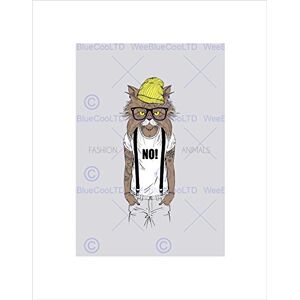 Wee Blue Coo PAINTING DRAWING FASHION ANIMALS PROTESTER CAT COOL FRAMED ART PRINT B12X13223 Wee Blue Coo PAINTING DRAWING FASHION ANIMALS PROTESTER CAT COOL FRAMED ART PRINT B12X13223