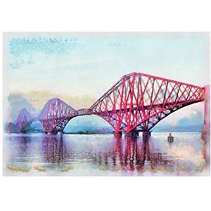 Wee Blue Coo Painting Landmark Forth Bridge Edinburgh Scotland Wall Art Print Wee Blue Coo Painting Landmark Forth Bridge Edinburgh Scotland Wall Art Print